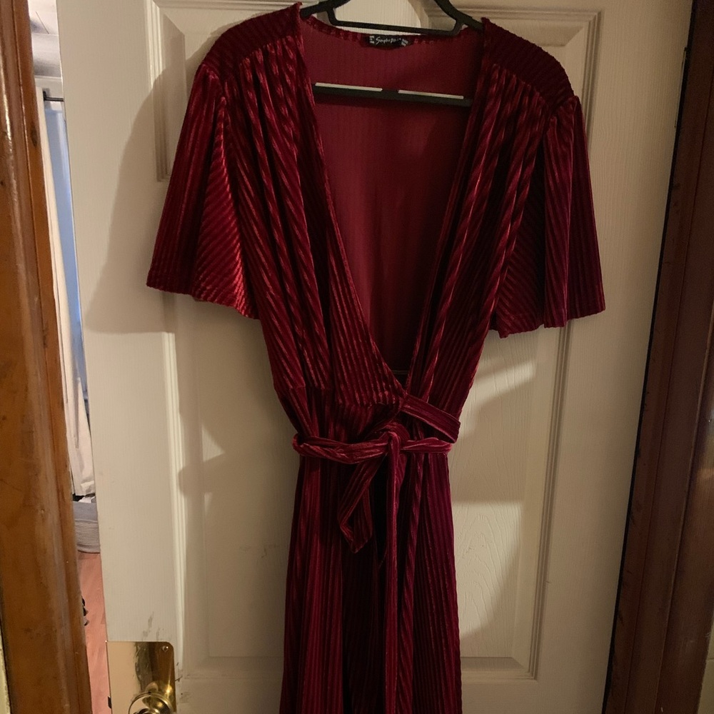Red Velvet Wrap Dress